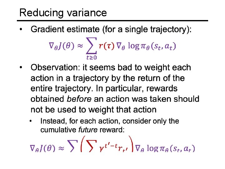 Reducing variance 