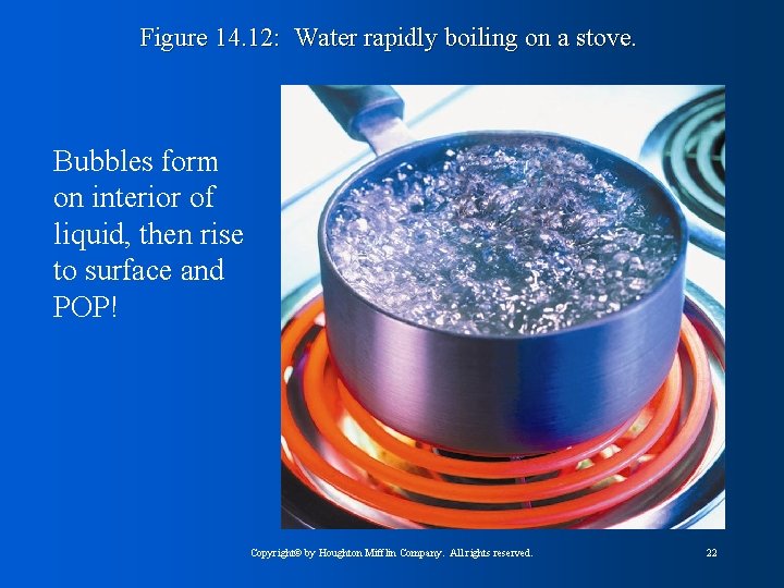 Figure 14. 12: Water rapidly boiling on a stove. Bubbles form on interior of