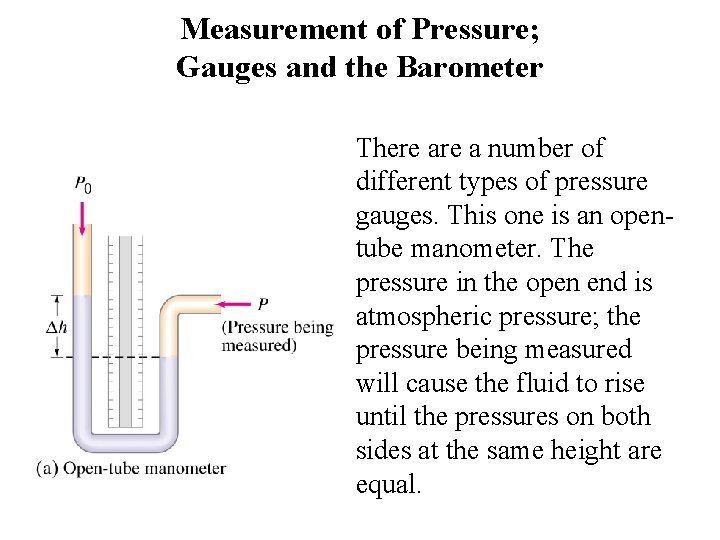 Measurement of Pressure; Gauges and the Barometer There a number of different types of