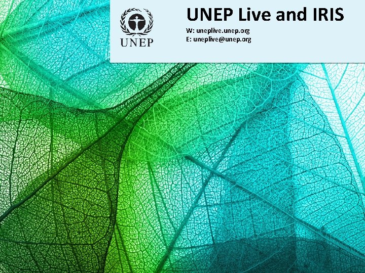 UNEP Live and IRIS W: uneplive. unep. org E: uneplive@unep. org . . .