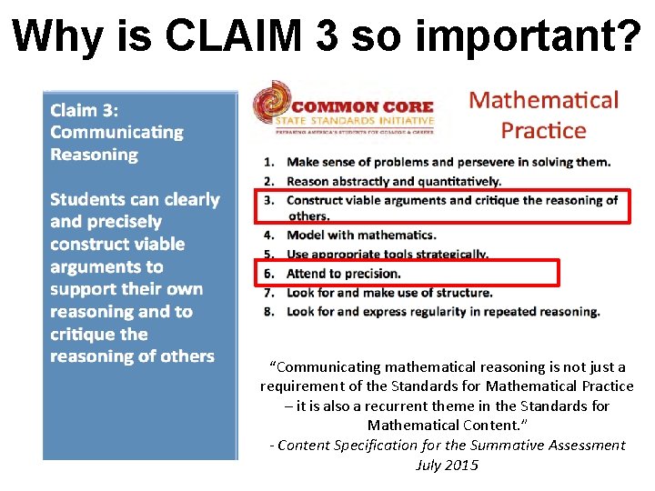 Why is CLAIM 3 so important? “Communicating mathematical reasoning is not just a requirement
