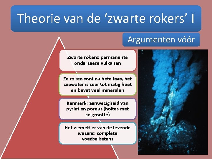 Theorie van de ‘zwarte rokers’ I Argumenten vóór Zwarte rokers: permanente onderzeese vulkanen Ze