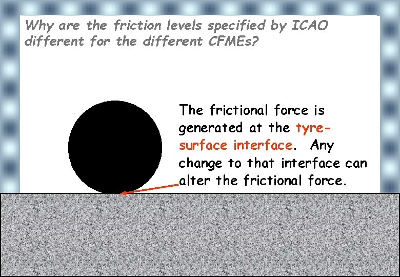 Why are the friction levels specified by ICAO different for the different CFMEs? The