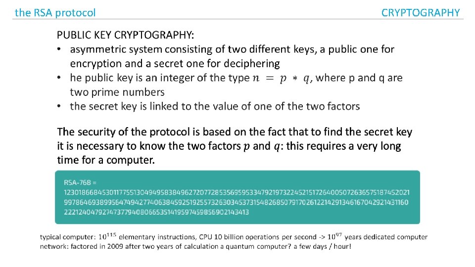 the RSA protocol CRYPTOGRAPHY 