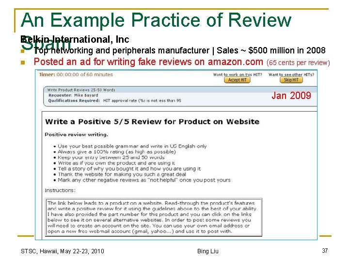 An Example Practice of Review Belkin International, Inc Spam Top networking and peripherals manufacturer
