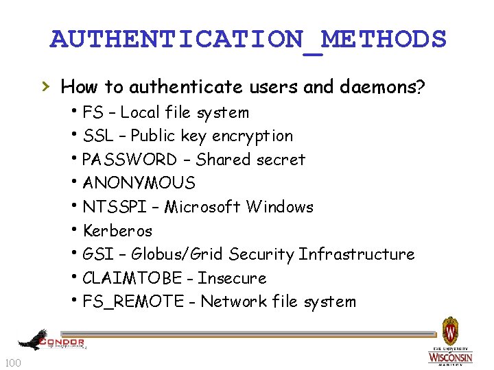 AUTHENTICATION_METHODS › How to authenticate users and daemons? h. FS – Local file system
