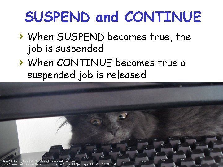 SUSPEND and CONTINUE › When SUSPEND becomes true, the › job is suspended When
