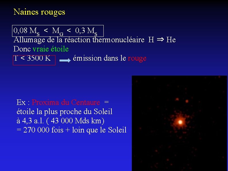 Naines rouges 0, 08 MS < MG < 0, 3 MS Allumage de la