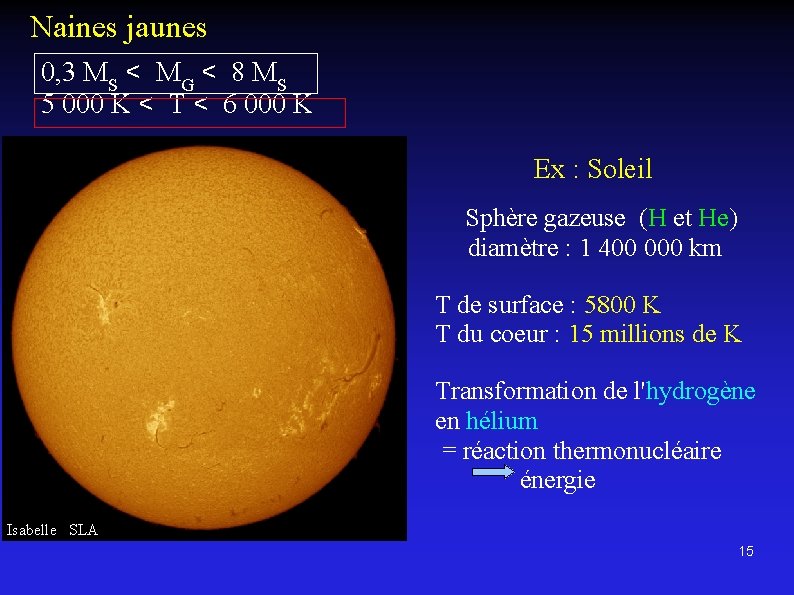 Naines jaunes 0, 3 MS < MG < 8 MS 5 000 K <