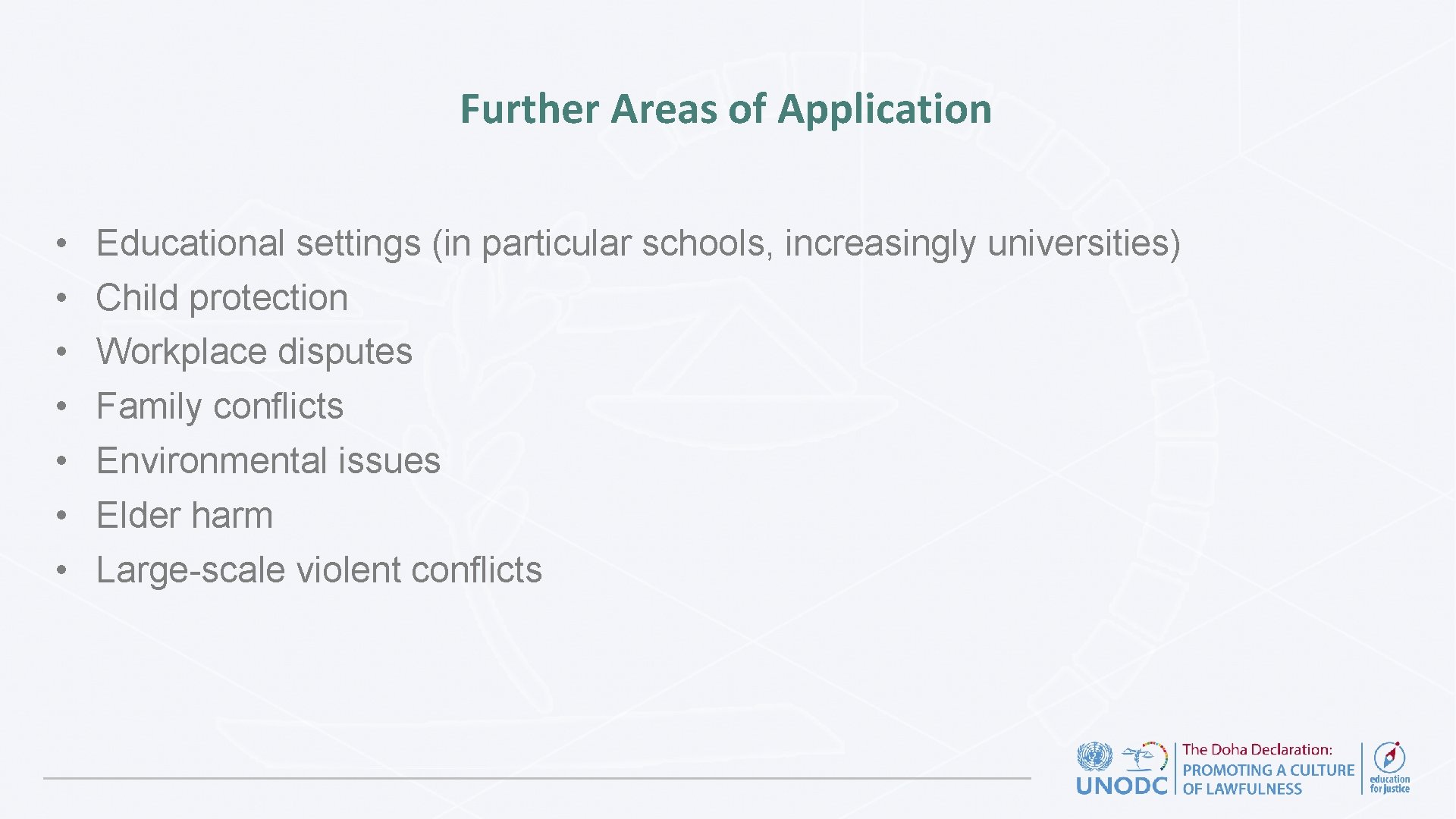 Further Areas of Application • • Educational settings (in particular schools, increasingly universities) Child