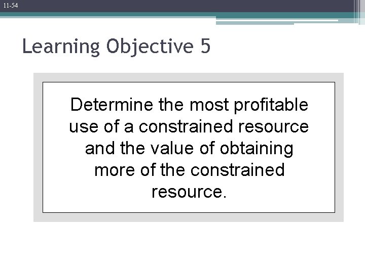 11 -54 Learning Objective 5 Determine the most profitable use of a constrained resource