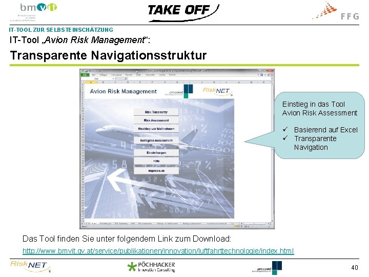 IT-TOOL ZUR SELBSTEINSCHÄTZUNG IT-Tool „Avion Risk Management“: Transparente Navigationsstruktur Einstieg in das Tool Avion