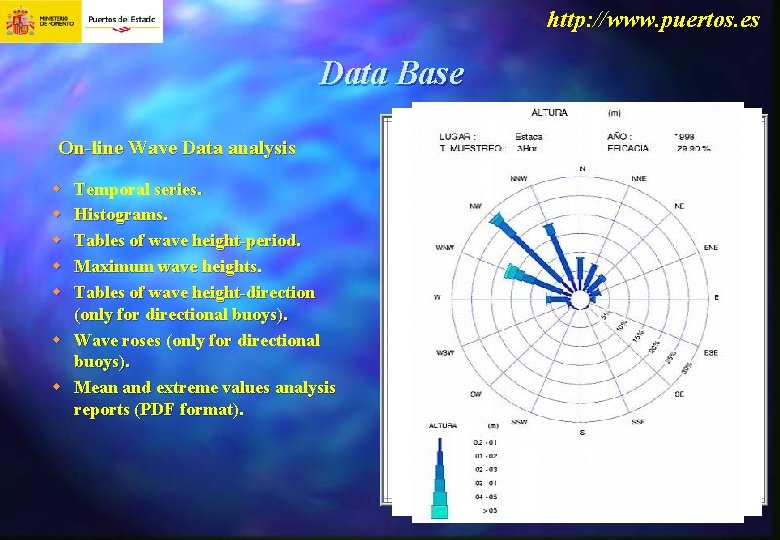 http: //www. puertos. es Data Base On-line Wave Data analysis w w w Temporal