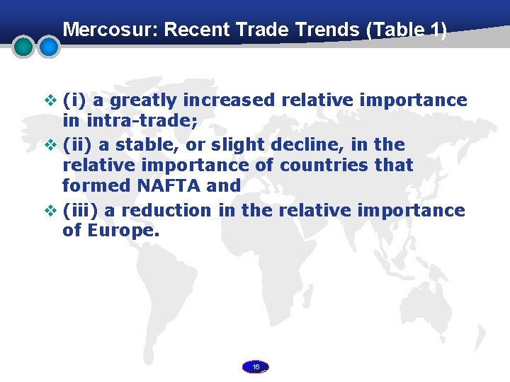Mercosur: Recent Trade Trends (Table 1) v (i) a greatly increased relative importance in