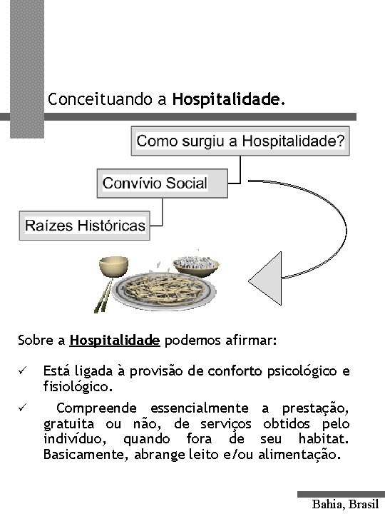 Conceituando a Hospitalidade. Sobre a Hospitalidade podemos afirmar: ü Está ligada à provisão de