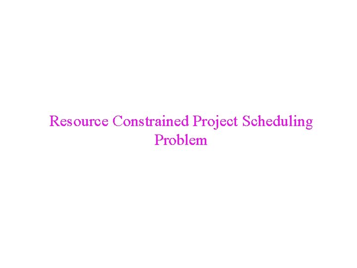 Resource Constrained Project Scheduling Problem 