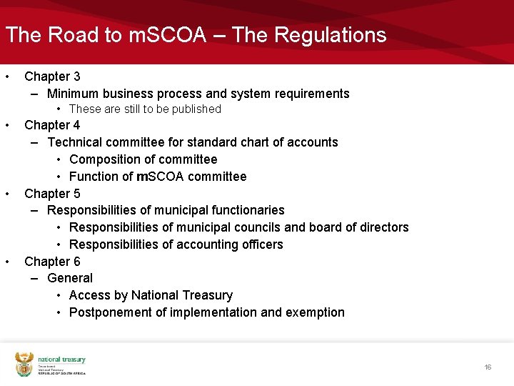 The Road to m. SCOA – The Regulations • Chapter 3 – Minimum business