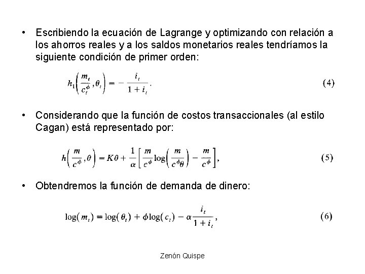 • Escribiendo la ecuación de Lagrange y optimizando con relación a los ahorros • Escribiendo la ecuación de Lagrange y optimizando con relación a los ahorros