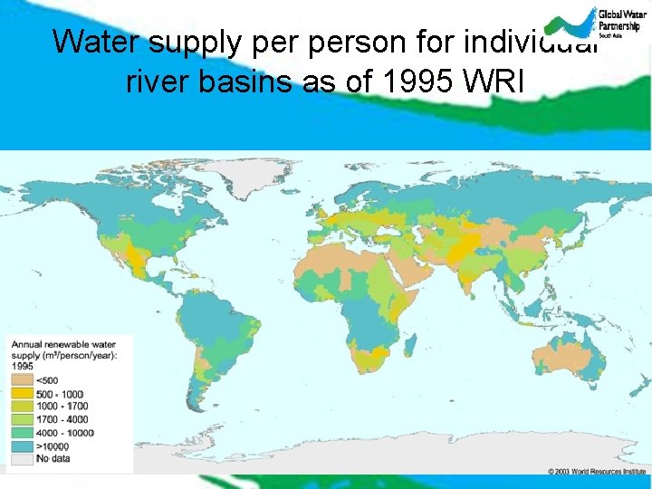 Water supply person for individual river basins as of 1995 WRI 