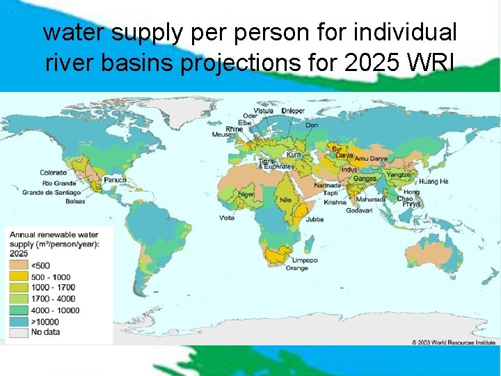 water supply person for individual river basins projections for 2025 WRI 