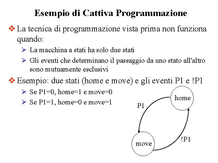 Esempio di Cattiva Programmazione v La tecnica di programmazione vista prima non funziona quando: Esempio di Cattiva Programmazione v La tecnica di programmazione vista prima non funziona quando: