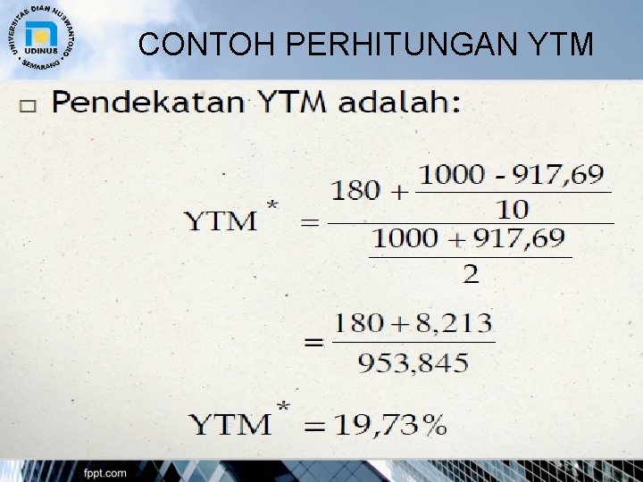 CONTOH PERHITUNGAN YTM 