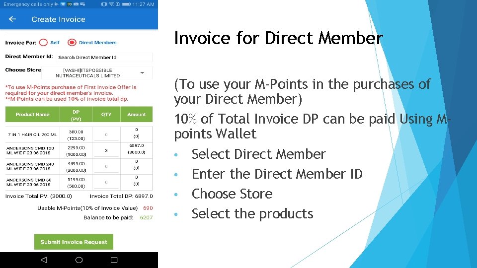 Invoice for Direct Member (To use your M-Points in the purchases of your Direct