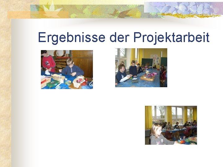 Ergebnisse der Projektarbeit 