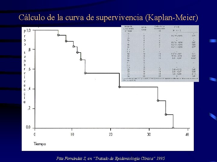 Cálculo de la curva de supervivencia (Kaplan-Meier) Pita Fernández S, en “Tratado de Epidemiología