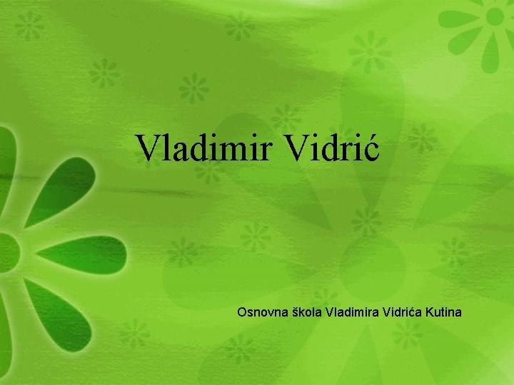 Vladimir Vidrić Osnovna škola Vladimira Vidrića Kutina 