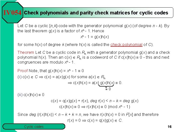 Iv 054 Chapter 3 Cyclic And Convolution Codes