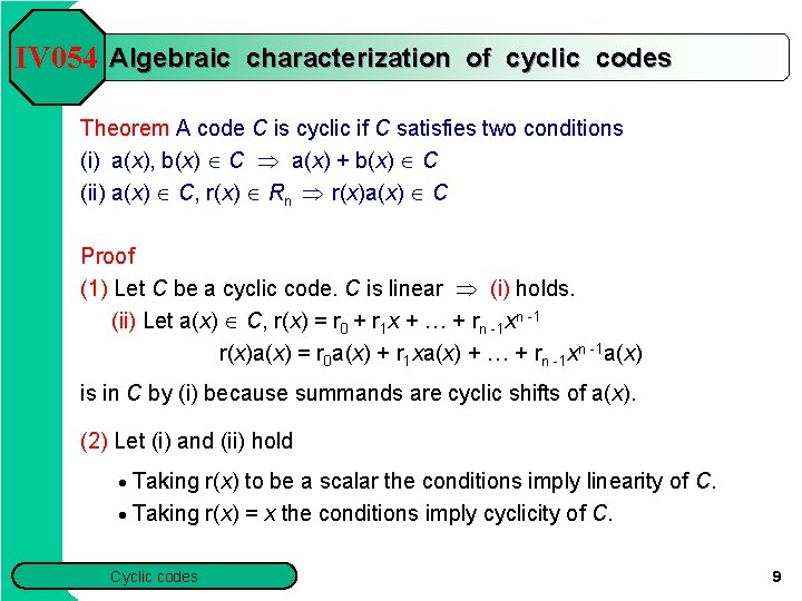 Iv 054 Chapter 3 Cyclic And Convolution Codes