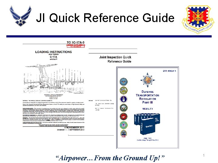 JI Quick Reference Guide “Airpower…From the Ground Up!” 1 