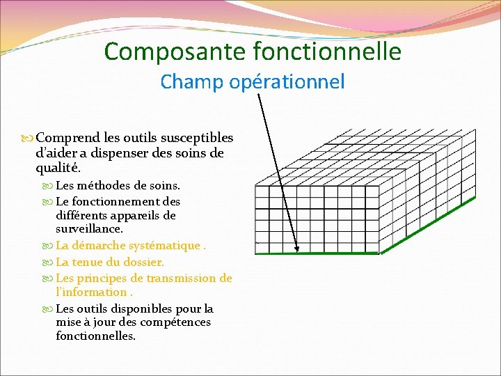 Composante fonctionnelle Champ opérationnel Comprend les outils susceptibles d’aider a dispenser des soins de Composante fonctionnelle Champ opérationnel Comprend les outils susceptibles d’aider a dispenser des soins de