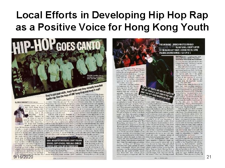 Local Efforts in Developing Hip Hop Rap as a Positive Voice for Hong Kong