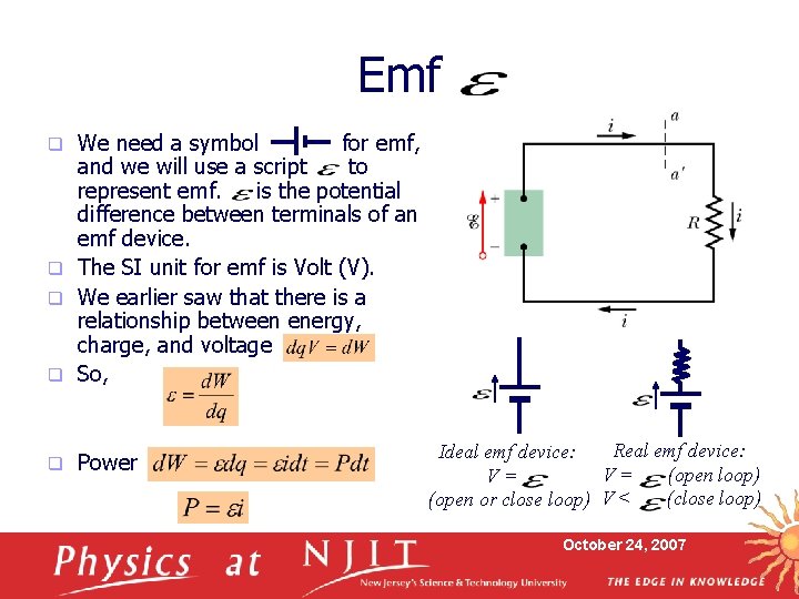 Emf We need a symbol for emf, and we will use a script to