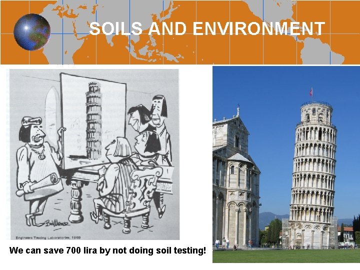SOILS AND ENVIRONMENT We can save 700 lira by not doing soil testing! 