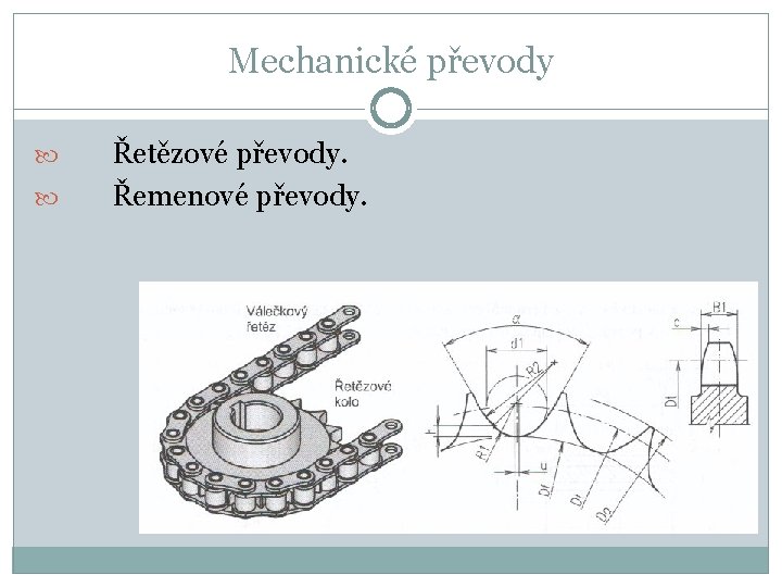 Mechanické převody Řetězové převody. Řemenové převody. 