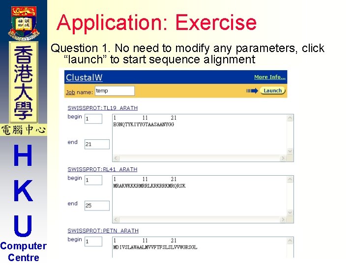 Application: Exercise Question 1. No need to modify any parameters, click “launch” to start Application: Exercise Question 1. No need to modify any parameters, click “launch” to start