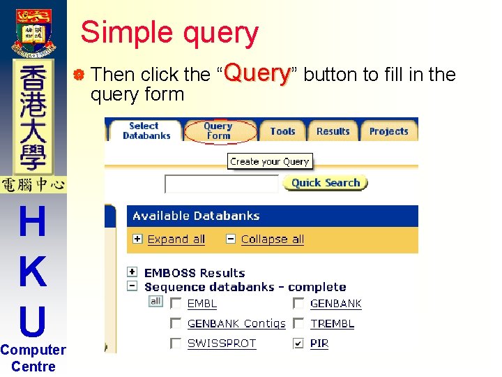 Simple query click the “Query” button to fill in the query form | Then Simple query click the “Query” button to fill in the query form | Then