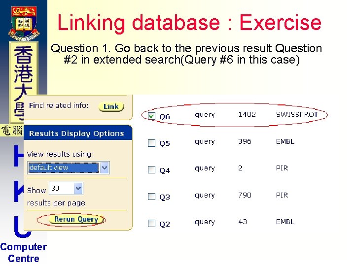 Linking database : Exercise Question 1. Go back to the previous result Question #2 Linking database : Exercise Question 1. Go back to the previous result Question #2