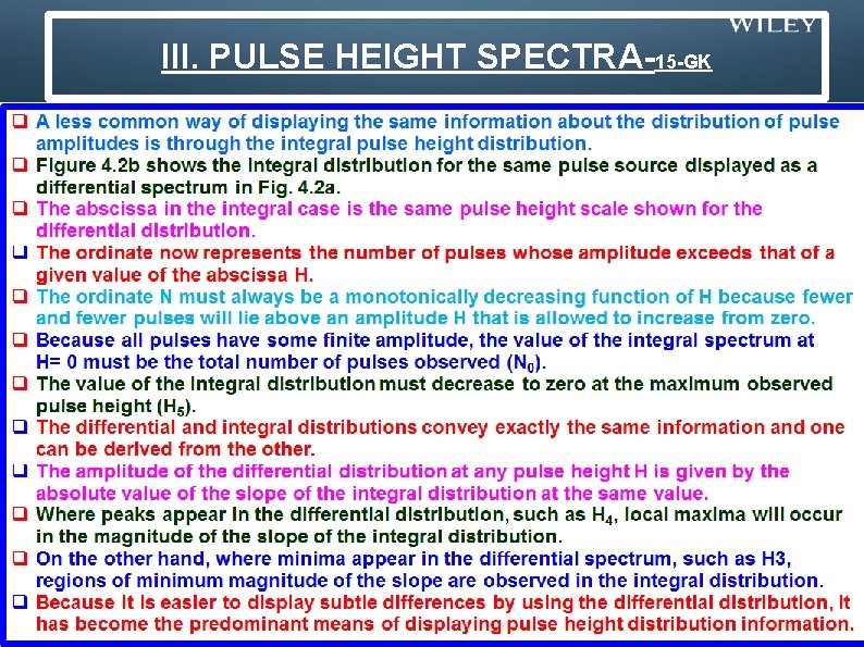 III. PULSE HEIGHT SPECTRA-15 -GK © 2014 John Wiley & Sons, Inc. All rights