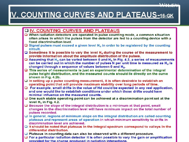 IV. COUNTING CURVES AND PLATEAUS-16 -GK © 2014 John Wiley & Sons, Inc. All