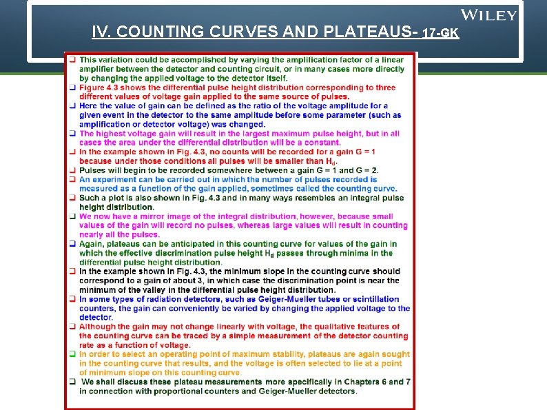 IV. COUNTING CURVES AND PLATEAUS- 17 -GK © 2014 John Wiley & Sons, Inc.