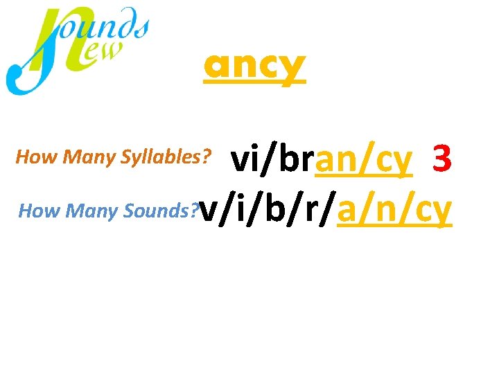 ancy vi/bran/cy 3 How Many Sounds? mi v/i/b/r/a/n/cy virus just How Many Syllables? 