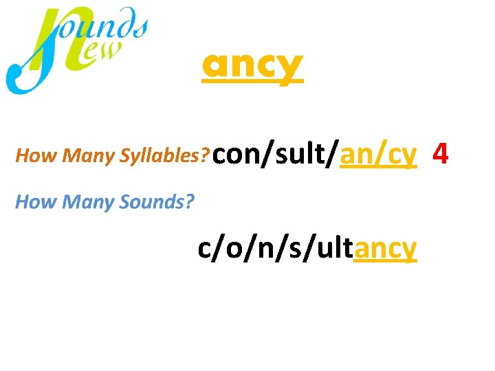 ancy How Many Syllables? con/sult/an/cy 4 mi / nus c/o/n/s/ultancy 4 virus just 