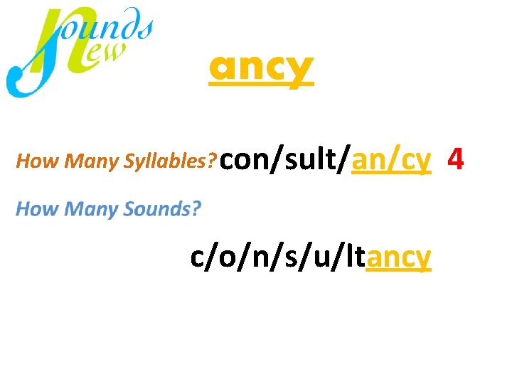 ancy How Many Syllables? con/sult/an/cy 4 mi / nus c/o/n/s/u/ltancy 4 virus just 