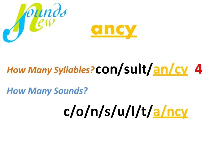 ancy How Many Syllables? con/sult/an/cy 4 mi / nus c/o/n/s/u/l/t/a/ncy 4 virus just 