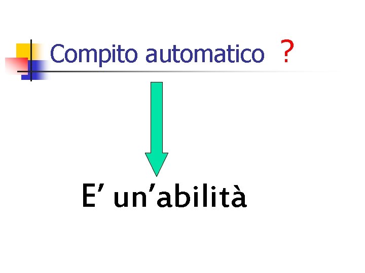 Compito automatico E’ un’abilità ? 