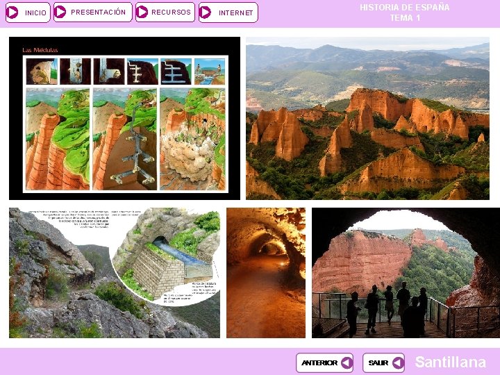 INICIO PRESENTACIÓN RECURSOS INTERNET HISTORIA DE ESPAÑA TEMA 1 Santillana 